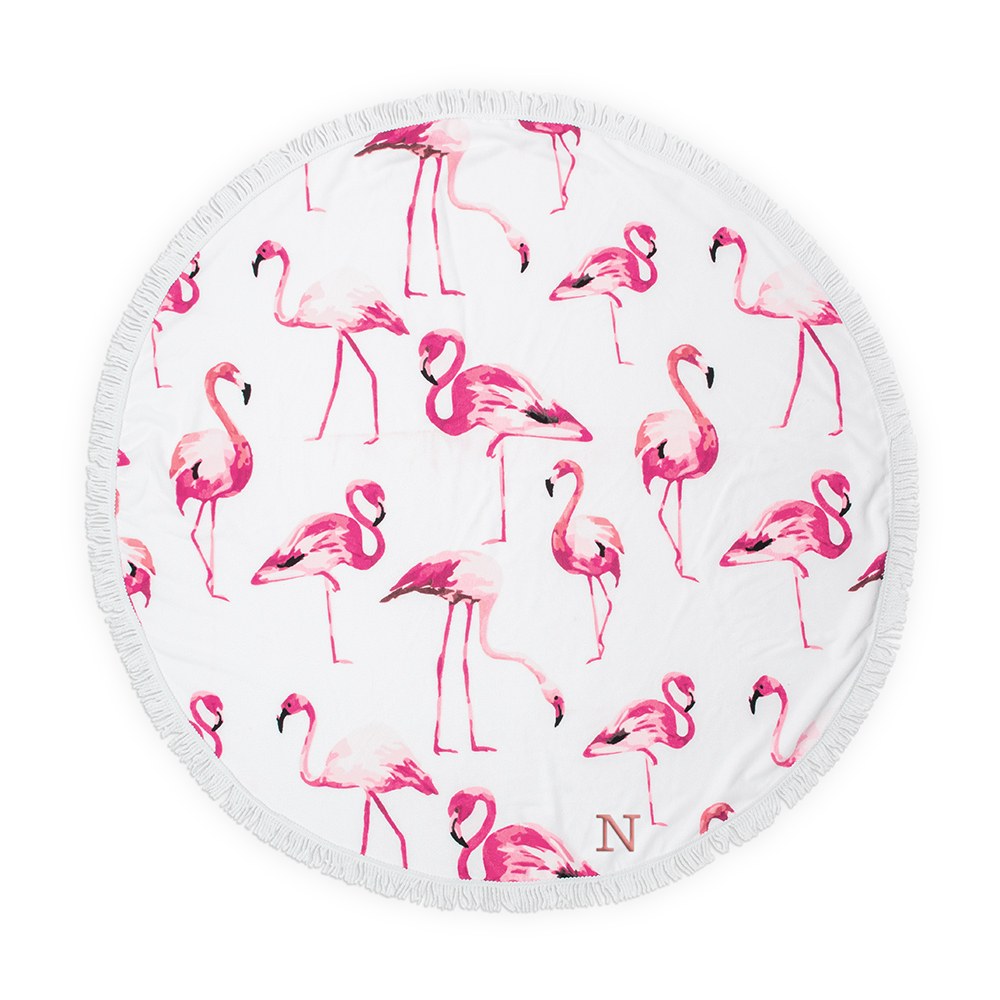 Round Pink Flamingo Beach Towel/Picnic Blanket
