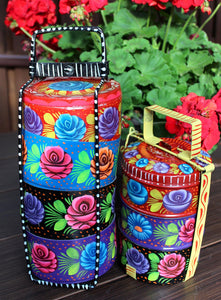 Hand painted Tiffin Lunch Tin