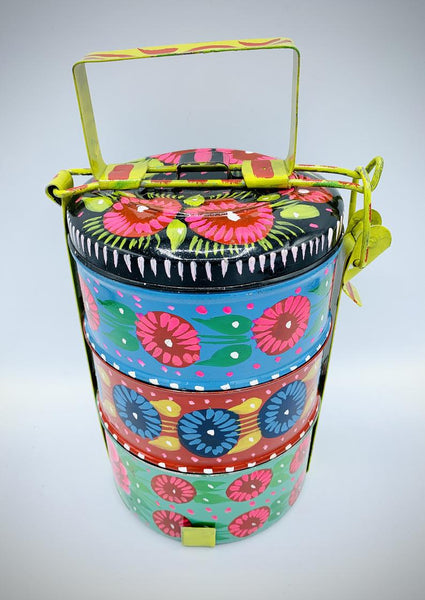 Hand painted Tiffin Lunch Tin