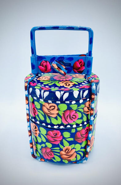 Hand painted Tiffin Lunch Tin