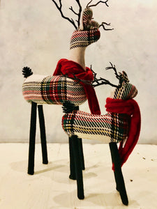 Plaid Reindeer Decorations (Red & Green)